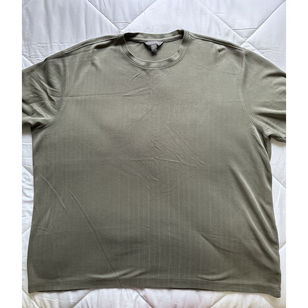 Croft & Barrow Olive Striped Crew Neck Short Sleeve T-Shirt XL Knit Men